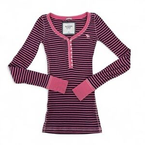 Vintage Rare Striped Abercrombie and Fitch Long Sleeve Henley